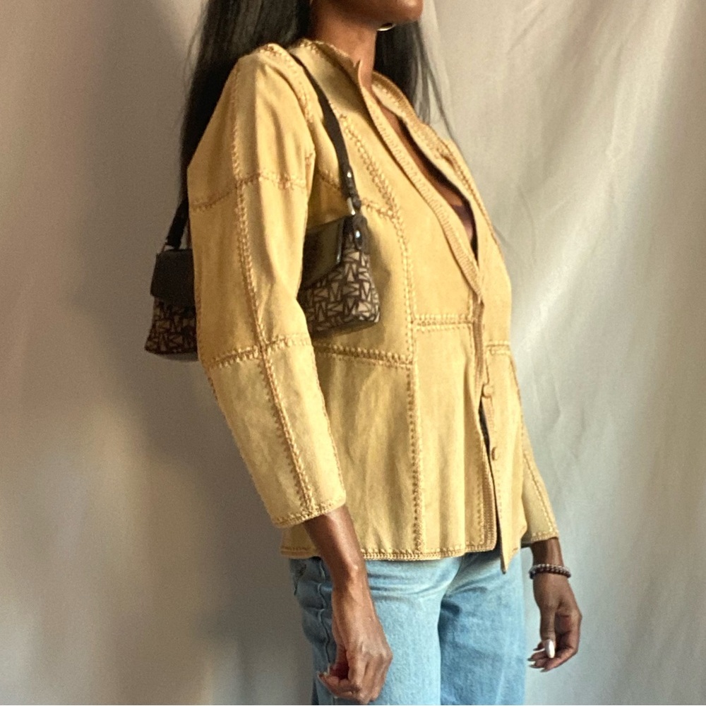 Beige leather patchwork jacket - Picture 7 of 13